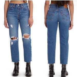 Levi's Blue Ripped Ankle Jeans